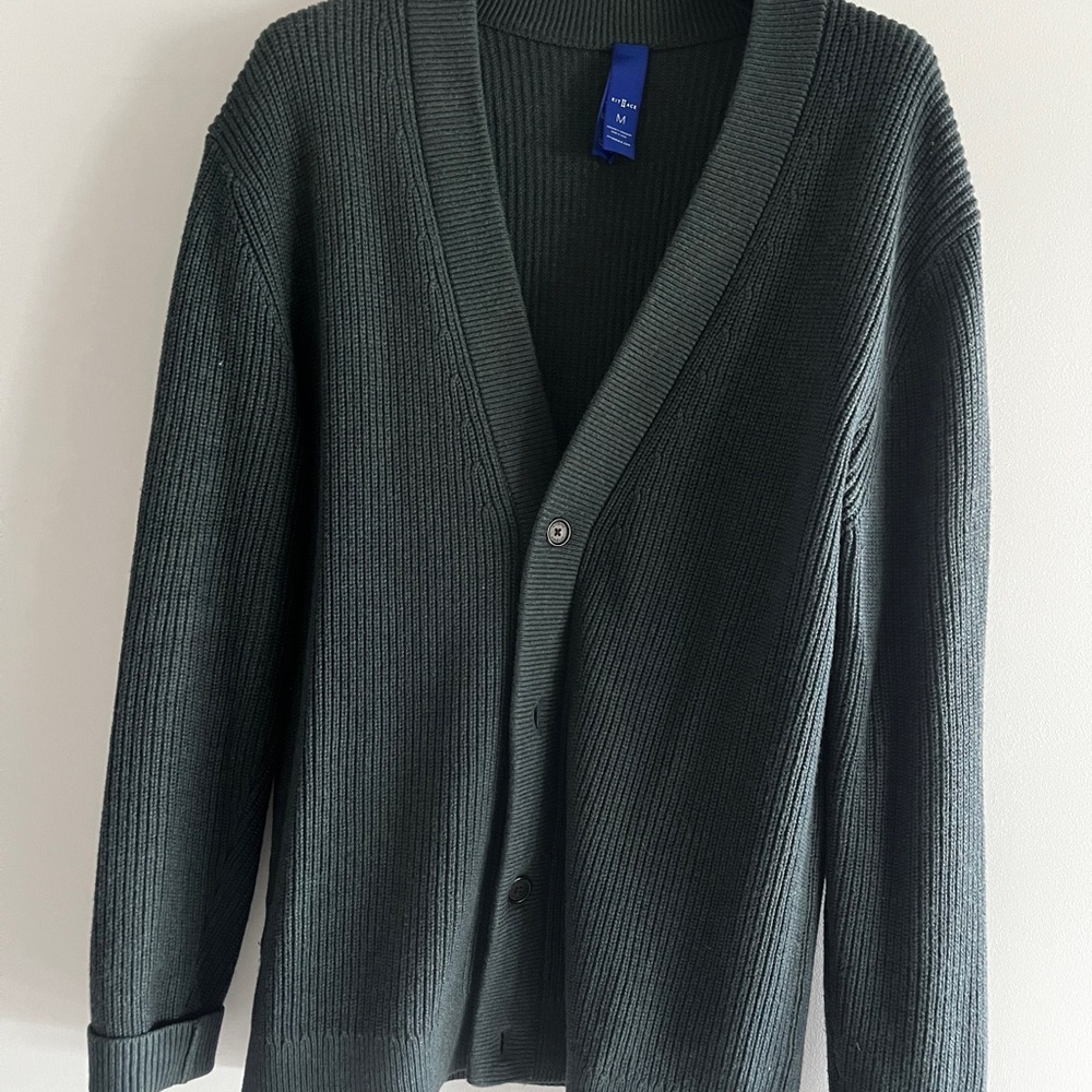 Kit and Ace Green Cardigan Sweater V-Neck Ribbed Knit